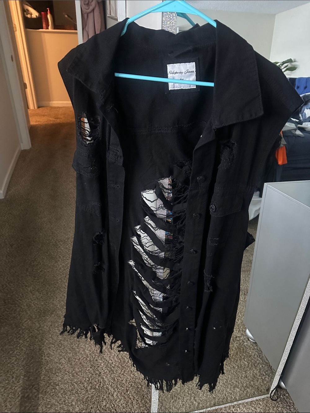 Highway Jeans Distressed Black Sleeveless Jacket